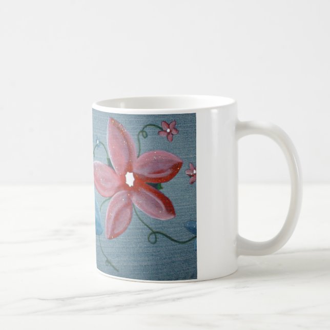Mug Grandes fleurs de rouge bleu (Droite)