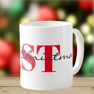 Mug Grandes Initiales Rouges & Joyeux Noël 11oz Classi