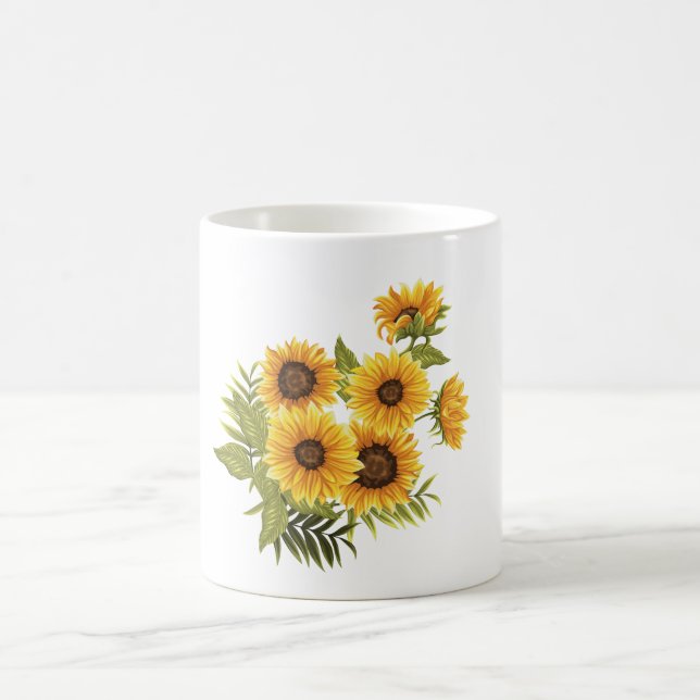 Mug Grandes Tournesols Peint Rustique Vintage (Centre)