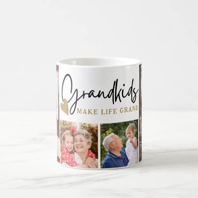 Mug Grandkids Modern Make Life Grand 4 Photo Collage (Centre)