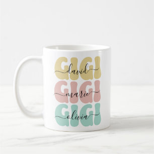 Mug Grandma Gigi Kids moderne nomme le cadeau de la fê