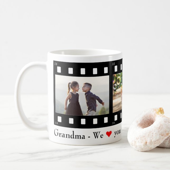 Mug Grandma Love You Photo Film Strip Collage Modèle (Avec donut)
