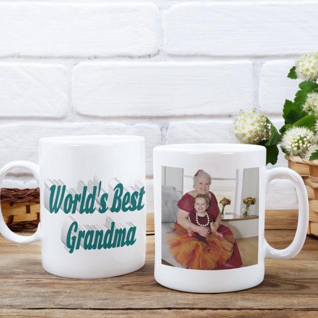 Mug Grandma photo typographie verte (Créateur téléchargé)