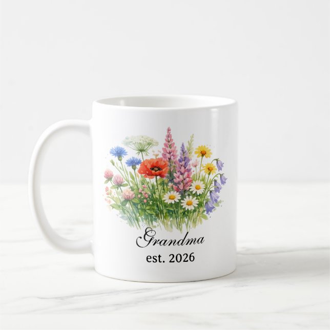 Mug Grandma Wildflower Watercolor  (Gauche)