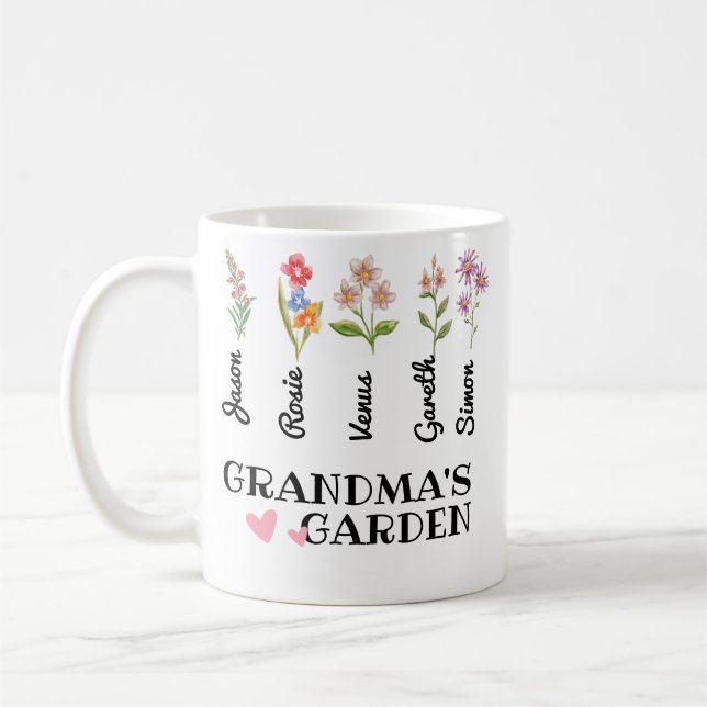 Mug Grandma's Garden Cadeaux grand-mère personnalisés (Gauche)