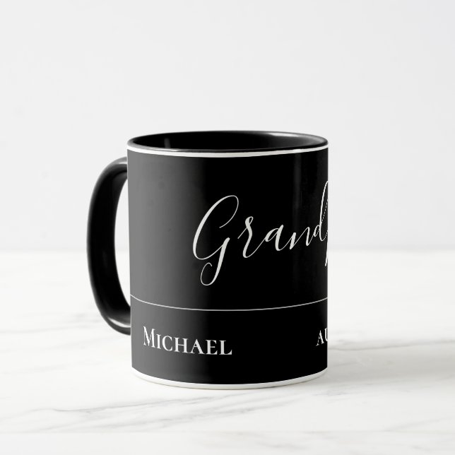 Mug Grandpa Cadeau - moderne Jet Black Personnalisé (Devant gauche)