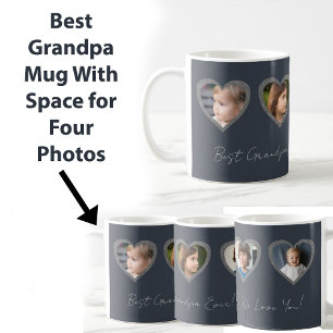 Mug Grandpa Grey Hearts Grandchildren Photo Collage