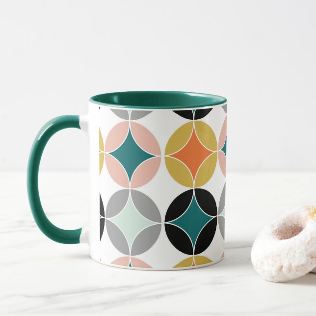 Mug Grands cercles du milieu du siècle moderne répétit (Avec donut)