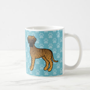 Mug Grands Danois Cartoon Brun Rayé Sur Fond Bleu