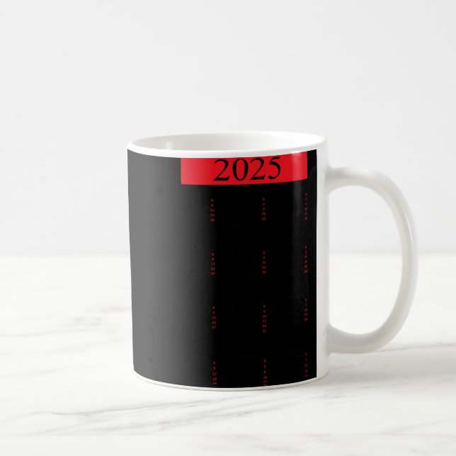 Mug Graphic New Year 2025 Calendar With Holidays In Re (Droite)