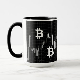 Mug Graphique à bougies Forex avec pièce Bitcoin