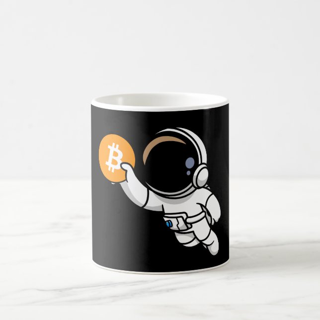 Mug Graphique de dessin de l'astronaute Bitcoin Crypto (Centre)