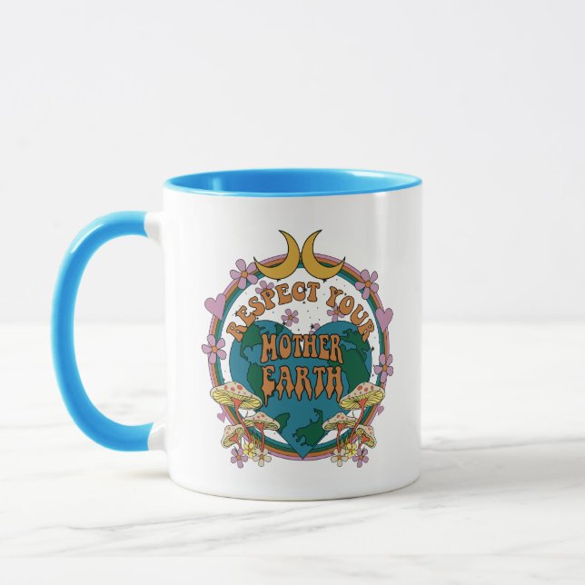 Mug Graphique de la Terre mère rétro des années 70 (Gauche)