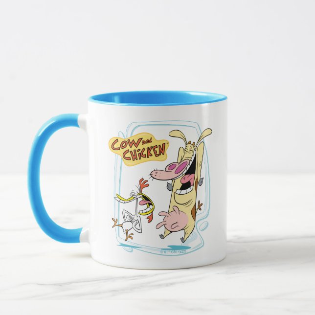 Mug Graphique de rire de vache et de poulet (Gauche)