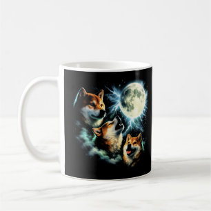 Mug Graphique de Shiba Inu hurlant à la Lune Céleste