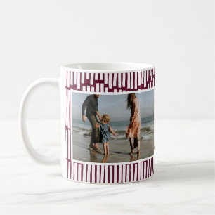 Mug Graphique minimal moderne 2 photo bordeaux et blan