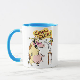 Mug Graphique souriant de vache et de poulet