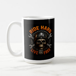 Mug ☠️ Graphisme de crâne de la route 66 pour motards 