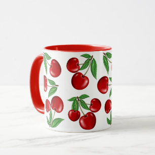 Mug Graphisme des cerises rouges sur tout le Motif