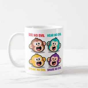 Mug Graphisme Moderne des Quatre Singes Sages