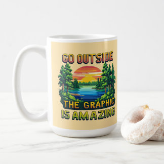 Mug Graphisme pixel art de scène de nature en plein ai