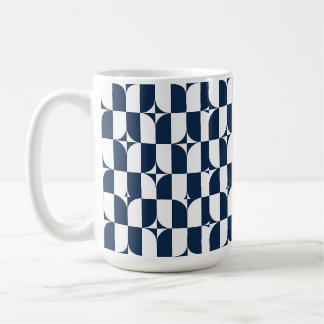 Mug Gras Bleu et blanc Mid-Century moderne géométrique