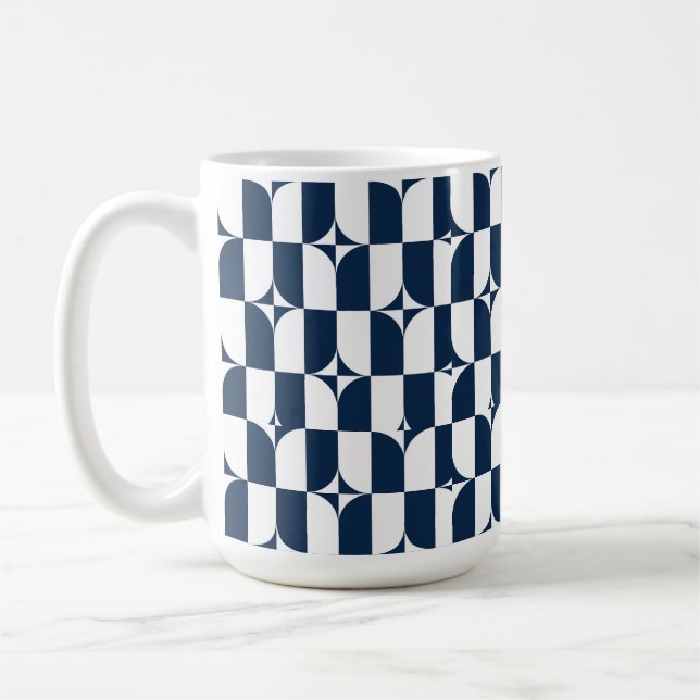 Mug Gras Bleu et blanc Mid-Century moderne géométrique (Gauche)