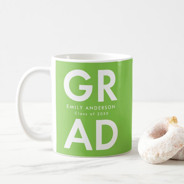 Mug Gras Grad Lime Green Photo Grad Grad (Avec donut)