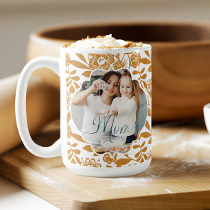 Mug Gras Jaune Motif Floral Maman Photo