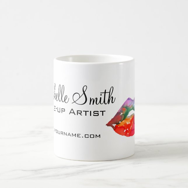Mug Gras Rainbow Lips Aquarelle Dessin maquillage beau (Centre)