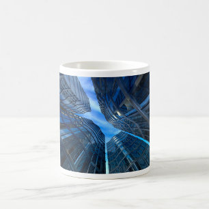 Mug Gratte-ciel en verre bleu Urbain Futuriste