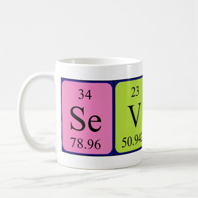 Mug Gravure de la taille de nom de table périodique (Gauche)