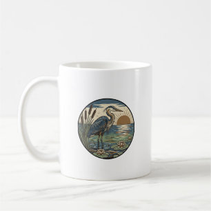 Mug Gravure sur bois de Marais au coucher du soleil av