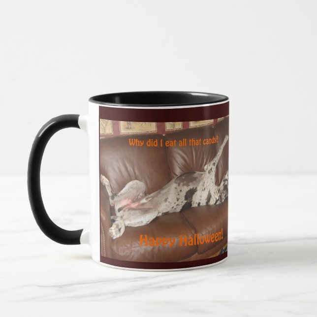 Mug Great Dane Ate Too Much Halloween (Gauche)
