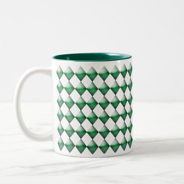 Mug - Green 3d Diamonds (Left)