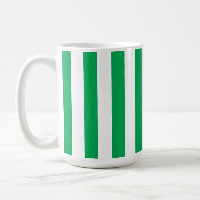 Mug Green and White Cabana Stripes  (Gauche)