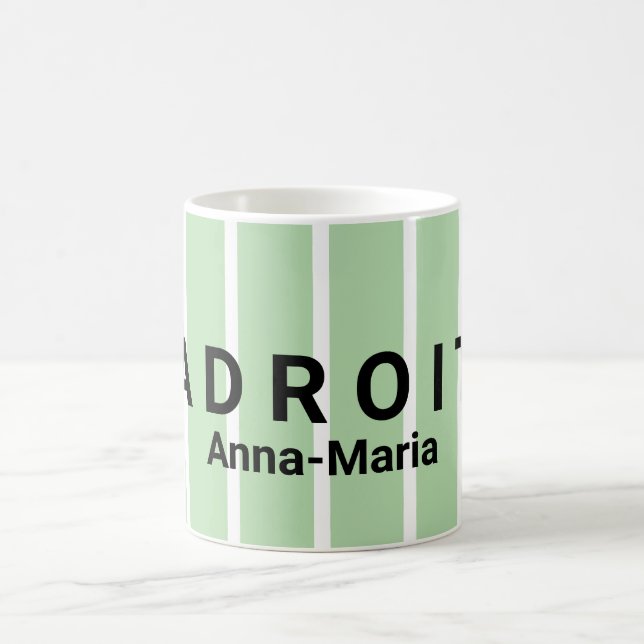Mug Green and White Striped Praise Design (Centre)