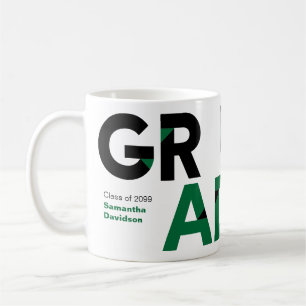 Mug Green Big Bold Angle-Cut Lettres Graduation