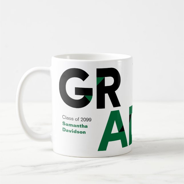 Mug Green Big Bold Angle-Cut Lettres Graduation (Gauche)
