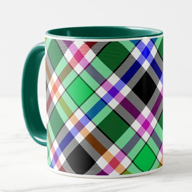 Mug Green Black Multicolour Flannel Plaid Tartan (Créateur téléchargé)