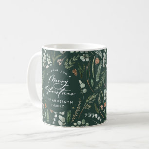 Mug Green Christmas minimaliste élégante photo botaniq