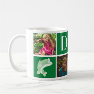 Mug Green Fish Photo Collage Cadeau pour papa Fête des