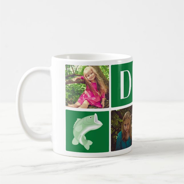 Mug Green Fish Photo Collage Cadeau pour papa Fête des (Gauche)