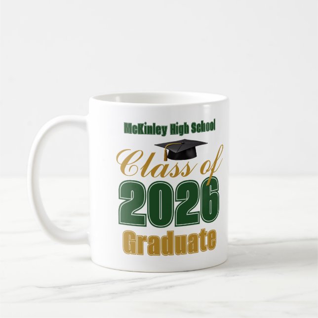 Mug Green Gold Class of 2026 Graduate Gift (Gauche)
