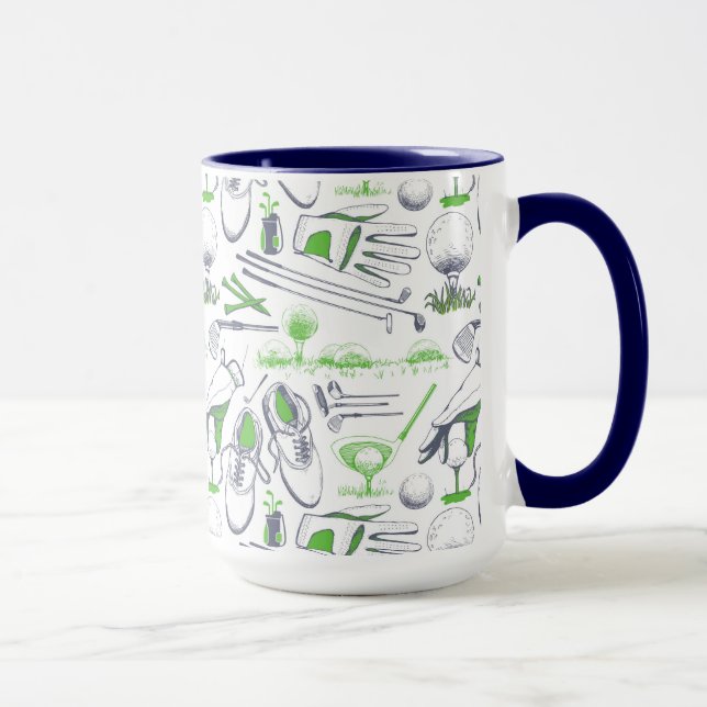 Mug Green Golf Icons Motif (Droite)