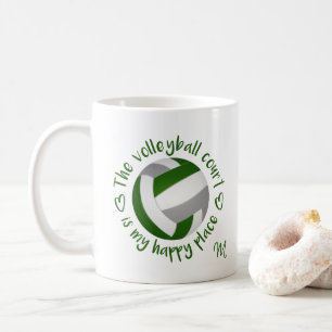 Mug green grey volleyball court est mon endroit heureu