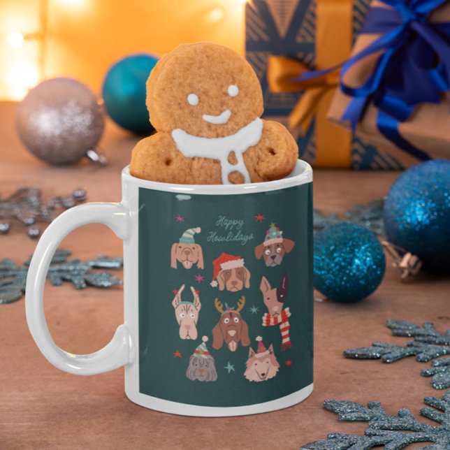 Mug Green Happy Howlidays Chiens de vacances (Créateur téléchargé)