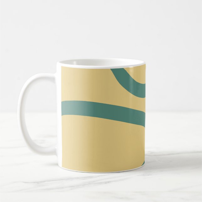 Mug – Green Lines on Yellow (Left)