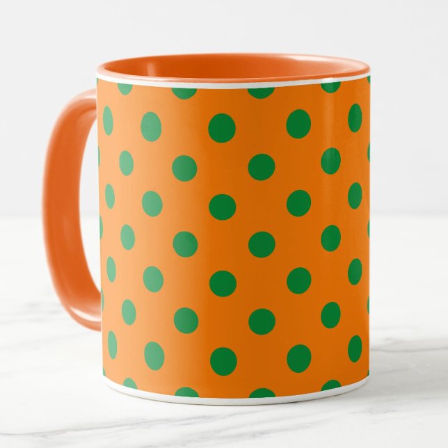 Mug Green On Orange Pois Design Motif (Créateur téléchargé)