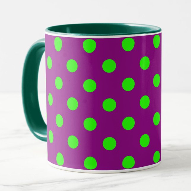 Mug Green On Purple Pois Design Motif (Créateur téléchargé)